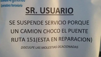El Tren del Valle no funciona luego que un camión colisionara el puente de la 151