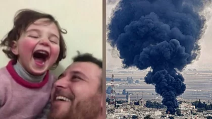 En medio de la guerra, un padre le enseña a su beba a reír