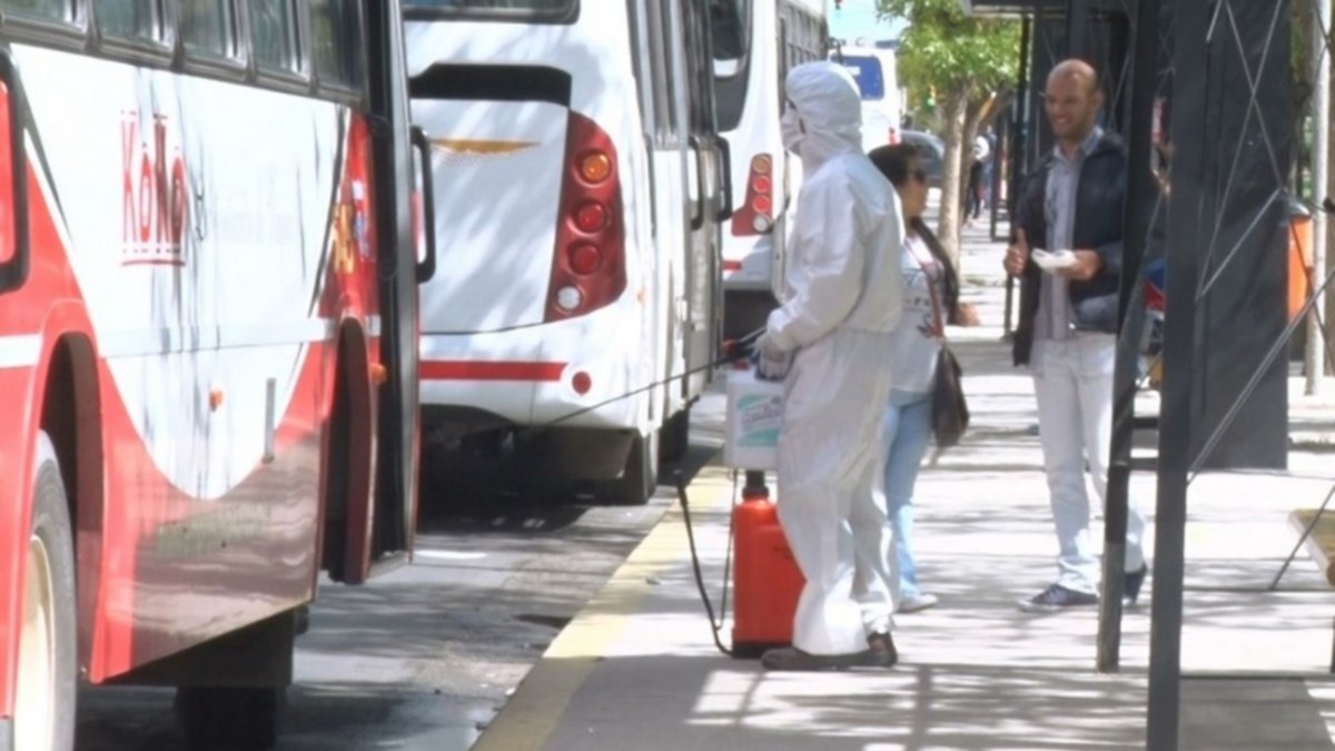 Desinfectan colectivos como prevención por coronavirus
