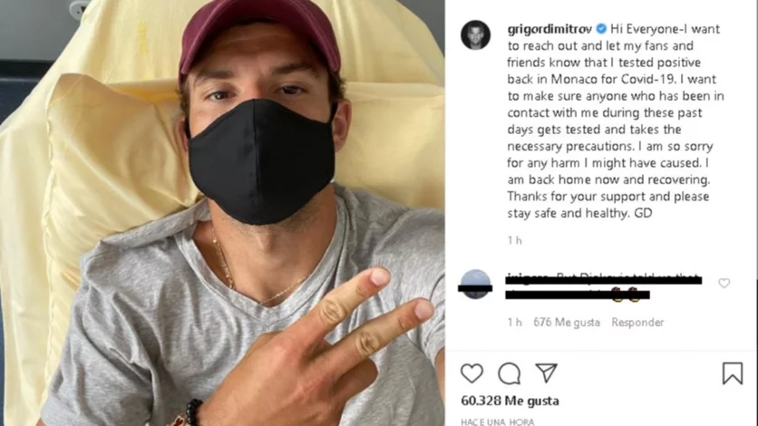 Alarma en el mundo del tenis, Dimitrov dio positivo al Covid-19