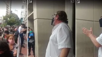 Médico pidió distanciamiento en la fila del banco y encontró repudio