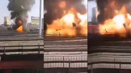 Susto en la General Paz, tremenda explosión de un auto