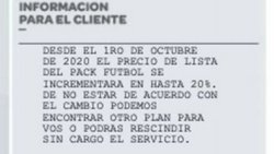Vuelven a cobrar el pack futbol