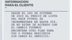 Vuelven a cobrar el pack futbol