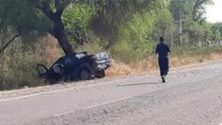 Le enseñaba a conducir a su hija, chocó con un árbol y murió