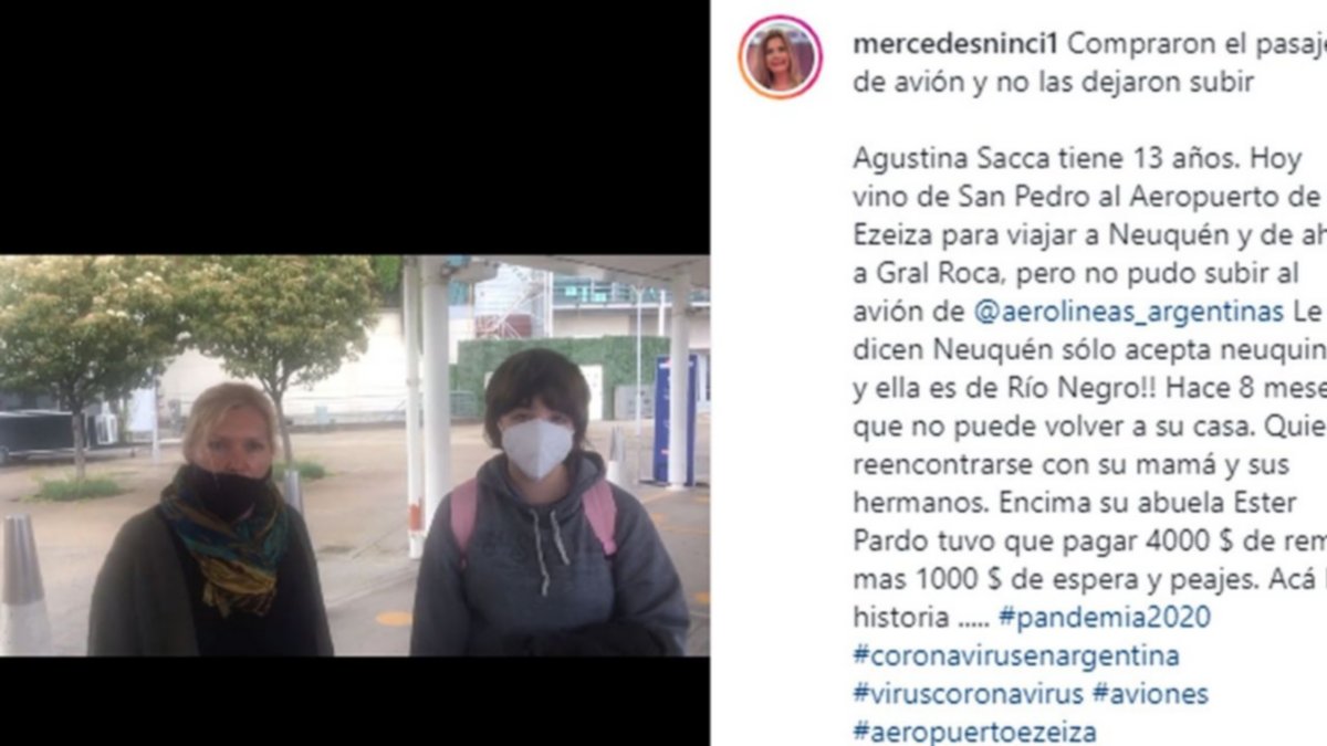 No pudieron volar desde Ezeiza porque viven en Roca