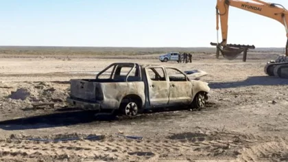 Piedras, tiros y una Hilux quemada en una protesta de UOCRA