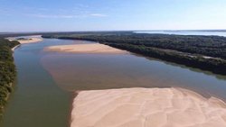Por la sequía se cruza caminando por el río Paraná
