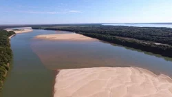 Por la sequía se cruza caminando por el río Paraná