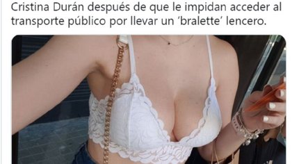 La obligaron a bajarse porque "estaba muy escotada"