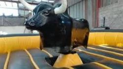 Le pagarán 1 millón de pesos por caer de un toro mecánico