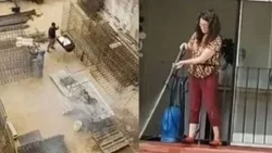 Vecina, cansada del humo, apagó el "asadito" de los obreros