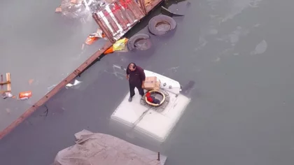 Milagro: cayó con su camión al río y terminó en el techo