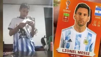 Le tocó la figurita de Messi y su reacción fue viral
