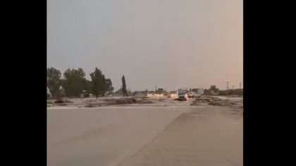 Una lluvia torrencial cortó la Ruta 22 en Choele Choel