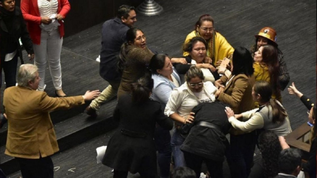 Piñas y patadas en el parlamento