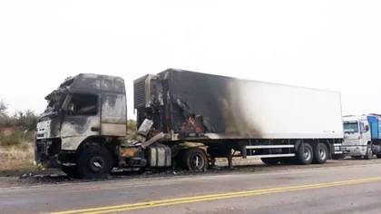 Llevaba pollos a Chubut y se le quemó el camión en la ruta 3