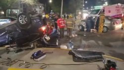 Choque y vuelco en Avenida Mosconi: cuatro heridos