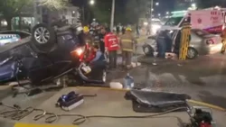 Choque y vuelco en Avenida Mosconi: cuatro heridos