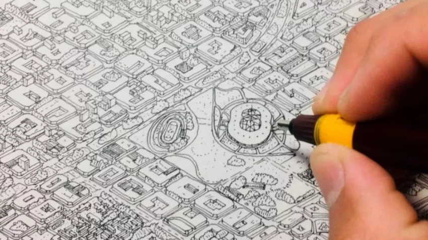 El artista peruano que ilustró la Confluencia con asombrosos detalles