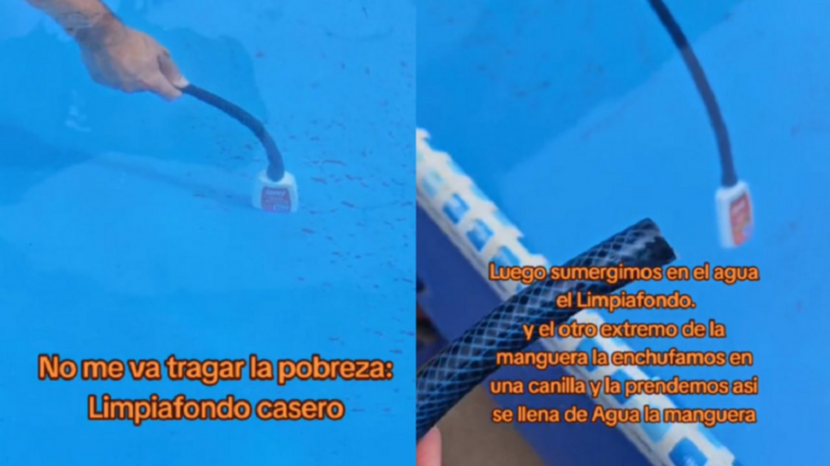 Limpió su piscina con poco dinero y se hizo viral en TikTok