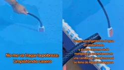 Limpió su piscina con poco dinero y se hizo viral en TikTok