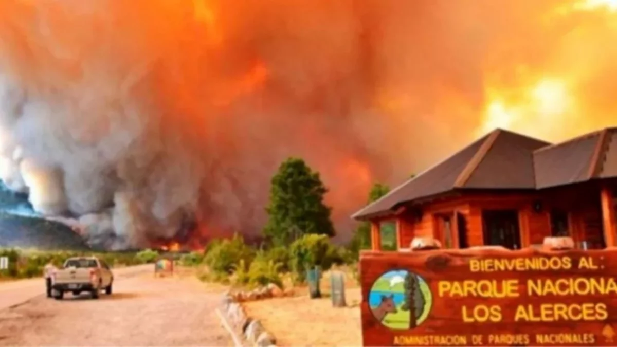 Incendio fuera de control consume áreas del Parque Nacional Los Alerces