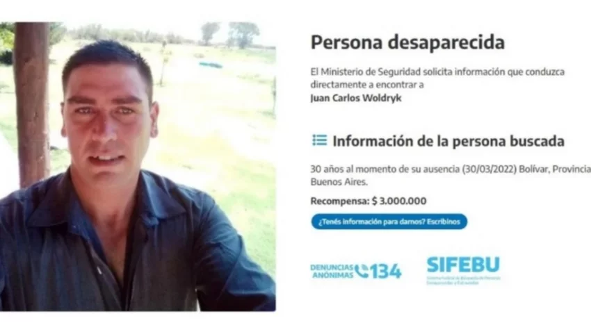 Elevan el monto de la recompensa para encontrar a Juan Woldryk
