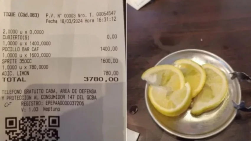 Pidió limón para una gaseosa y mirá cuánto se lo cobraron