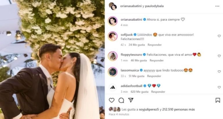 Oriana Sabatini y Paulo Dybala ya son marido y mujer- Oriana Sabatini y Paulo Dybala ya son marido y mujer