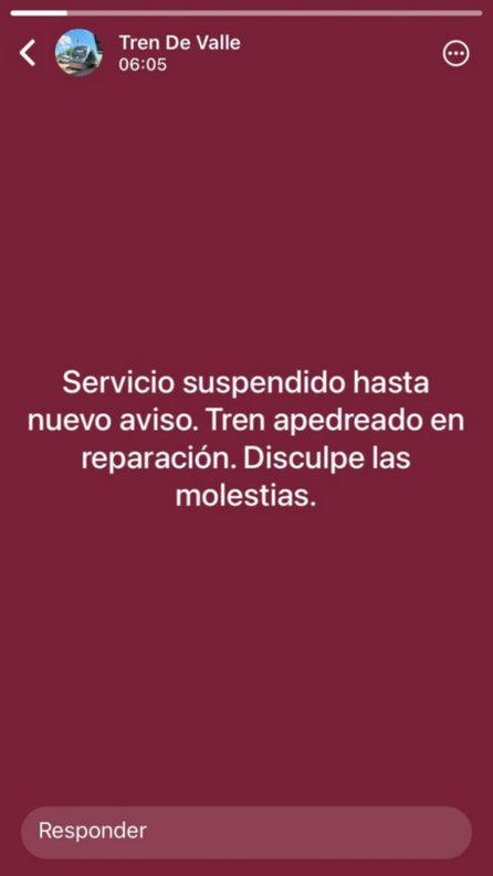 Apedrearon el Tren del Valle y quedó fuera de servicio- Apedrearon el Tren del Valle y quedó fuera de servicio