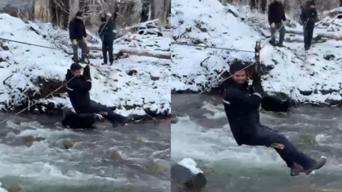 Trabajadores del EPEN cruzaron el río en tirolesa para reparar el tendido eléctrico