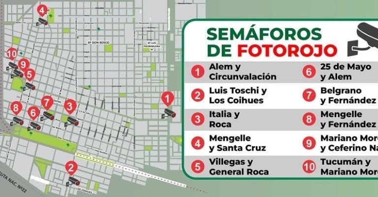 En Cipolletti ya cobran fotomultas por cruzar en rojo ¿En qué calles funciona?- En Cipolletti ya cobran fotomultas por cruzar en rojo ¿En qué calles funciona?