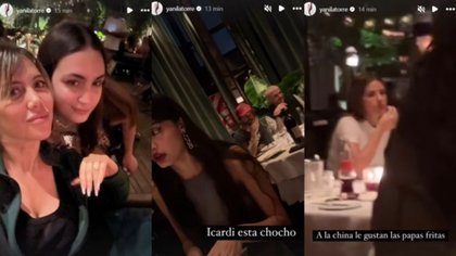 Wanda Nara, L-Gante, Mauro Icardi y la China Suárez, en el mismo restaurante