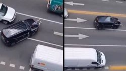 Chocó a un ciclista y quiso escapar con él sobre el capot
