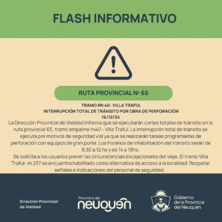 Este lunes habrá cortes totales en un acceso a Villa Traful ¿Dónde y a qué hora?