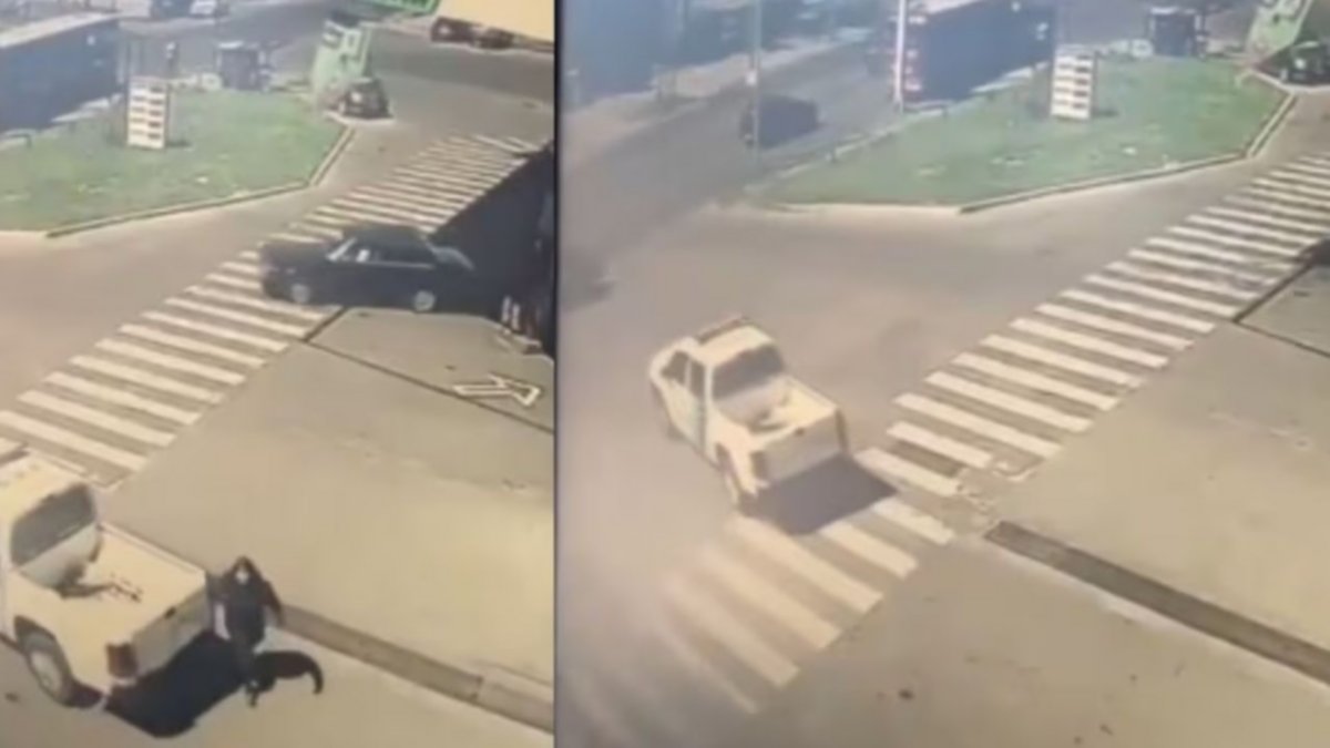 Policía se olvidó de poner el freno de mano y se le fue el patrullero