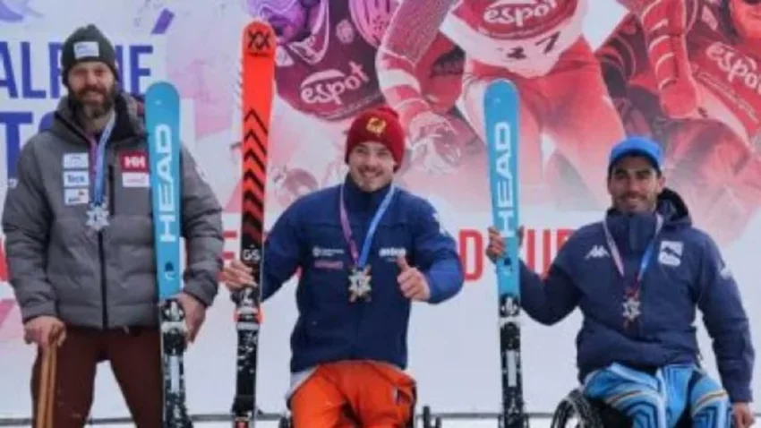 Enrique Plantey logró el tercer puesto en la Copa del Mundo de Ski Adaptado