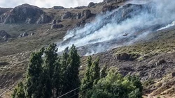 Incendio en la zona del Cajón de Hualcupén: 30 brigadistas y aviones combaten el fuego