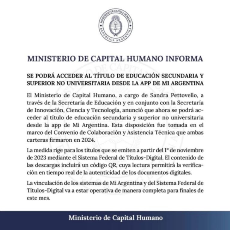 Ahora se podrá acceder al título secundario digitalmente con la app Mi Argentina