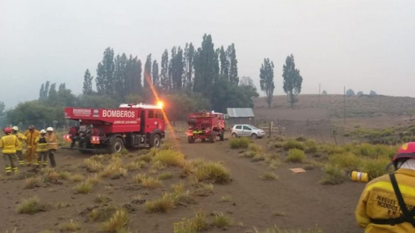 El fuego avanza hacia la ruta en el  Parque Lanín