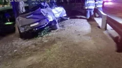 Ruta 22: una Toyota Hilux saltó el guardarrail y terminó su carrera contra un árbol