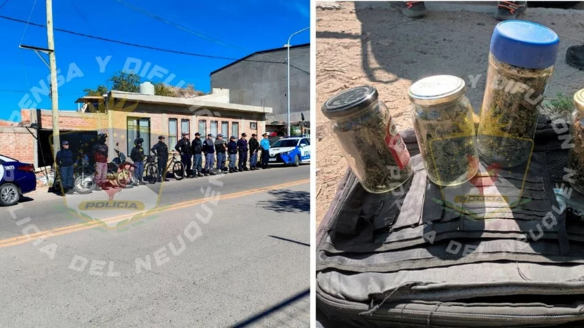 Megaoperativo policial para un joven con frascos de marihuana