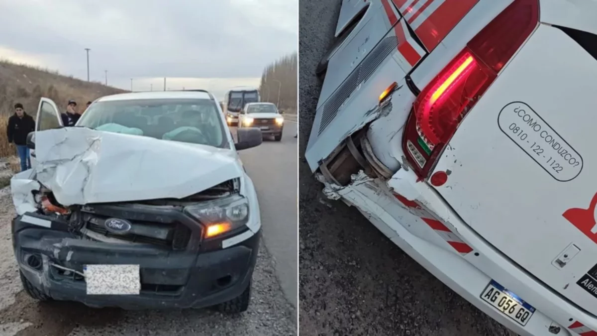 Choque entre un colectivo petrolero y una camioneta de la UOCRA en Ruta 7: un obrero herido